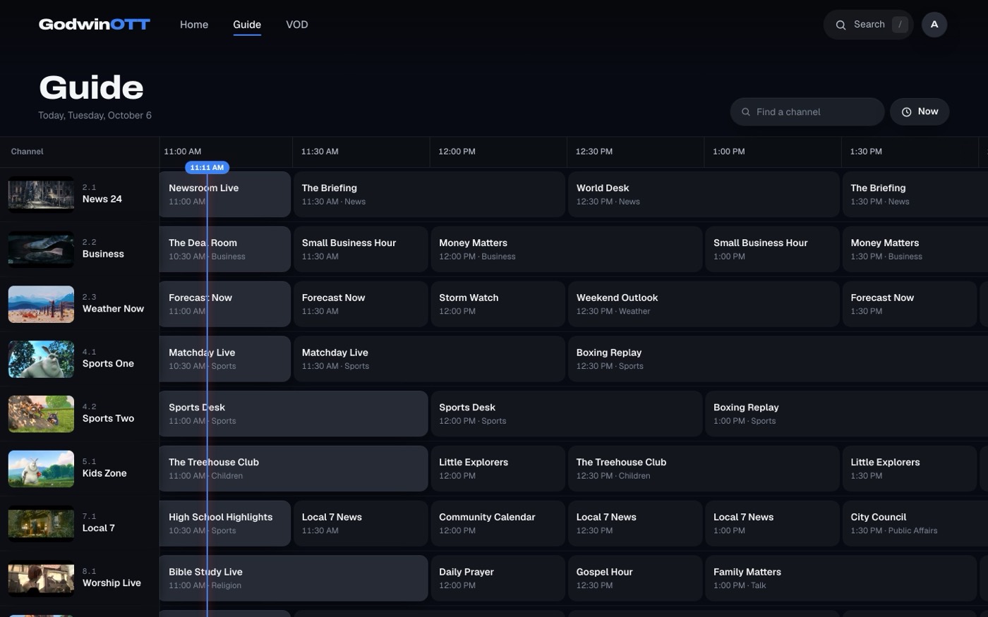 A programme guide for your viewers